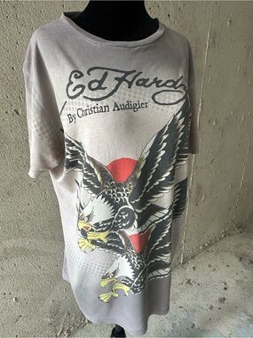 Ed Hardy Y2K Gray Graphic Eagle Tee by Christian Audigier